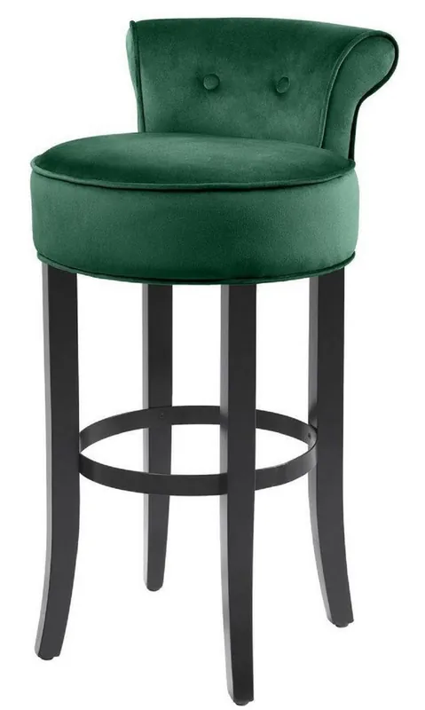 Casa Padrino Luxus Barstuhl Grün / Schwarz 45 x 51 x H. 88 cm - Barhocker mit edlem Samtstoff Billig