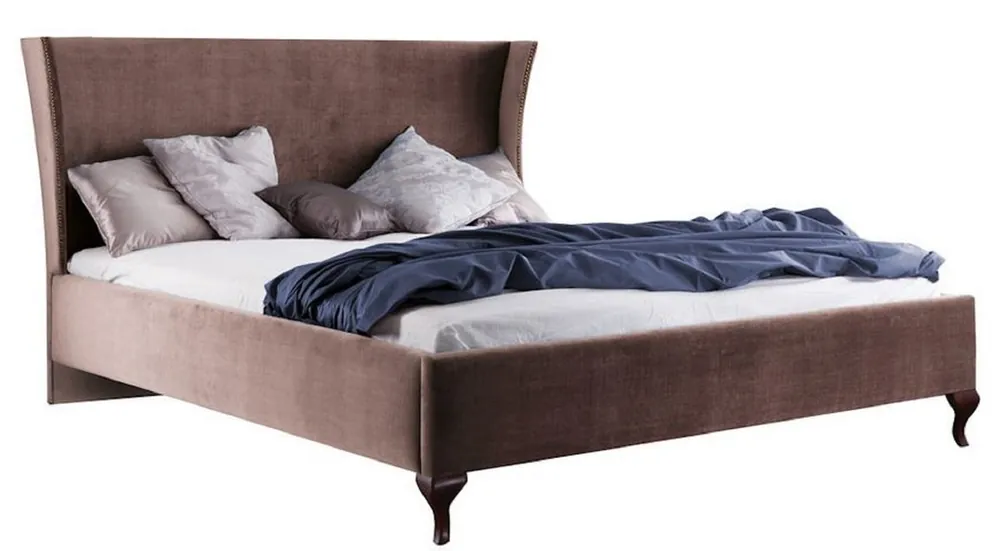 Direktkauf Casa Padrino Luxus Jugendstil Doppelbett Taupe / Dunkelbraun 196,4 x 211 x H. 121 cm - Jugendstil Bett - Barock & Jugendstil Schlafzimmermöbel