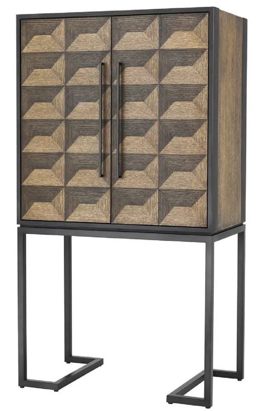 Casa Padrino Luxus Weinschrank mit 2 Türen Braun / Dunkelbraun / Schwarz 95 x 58 x H. 168,5 cm - Barmöbel - Luxus Qualität Sale