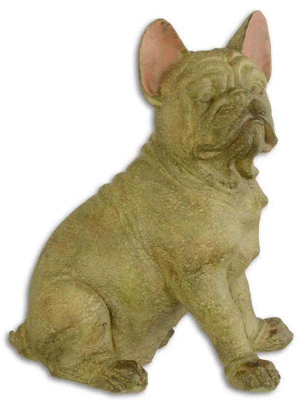 Casa Padrino Deko Skulptur Französische Bulldogge Beige / Rosa 19,5 x 28,1 x H. 35,4 cm - Kunstharz Dekofigur Versand Am Gleichen Tag