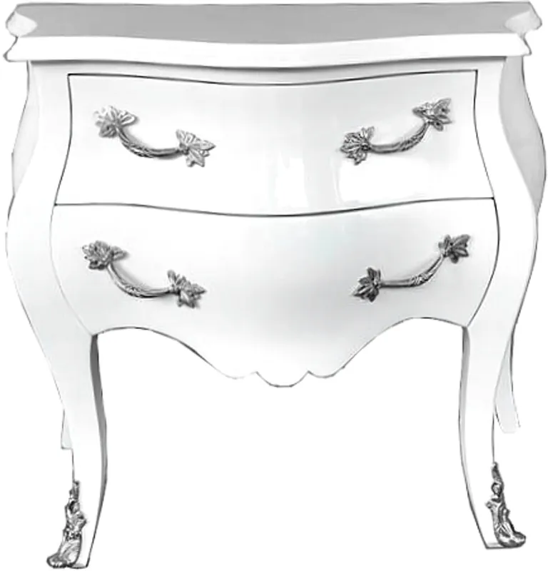 Jetzt Kaufen Casa Padrino Barock Kommode 80 cm Weiß / Silber - Möbel Barockmöbel