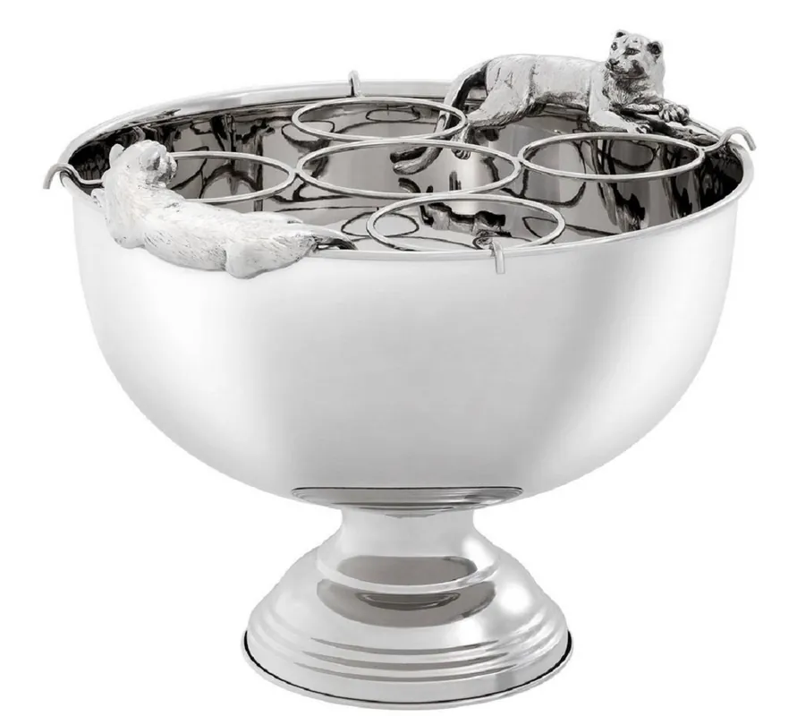 Must-Have Casa Padrino Luxus Edelstahl Champagnerkühler mit Silber 43,5 x 39 x H. 33,5 cm - Hotel & Restaurant Accessoires