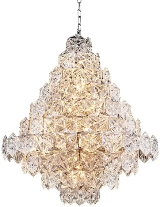 Casa Padrino Luxus Kronleuchter Silber / klares Glas Ø 80 x H. 95 cm - Hotel & Restaurant Kronleuchter - Luxus Qualität Markenware