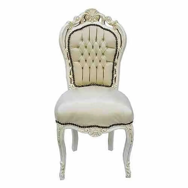 Casa Padrino Barock Esszimmer Stuhl Creme / Creme Lederoptik Heißes Angebot