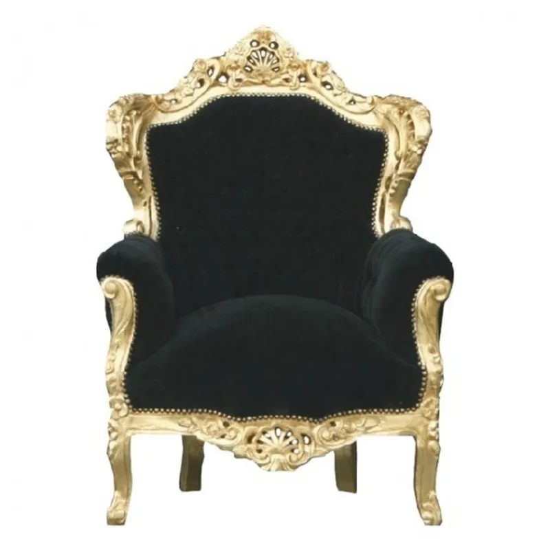 Casa Padrino Barock Sessel "King" Schwarz/Gold Geprüft