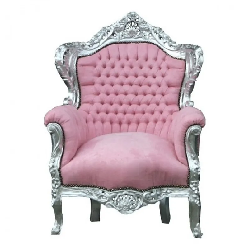 Casa Padrino Barock Sessel "King" Rosa/Silber Angebot