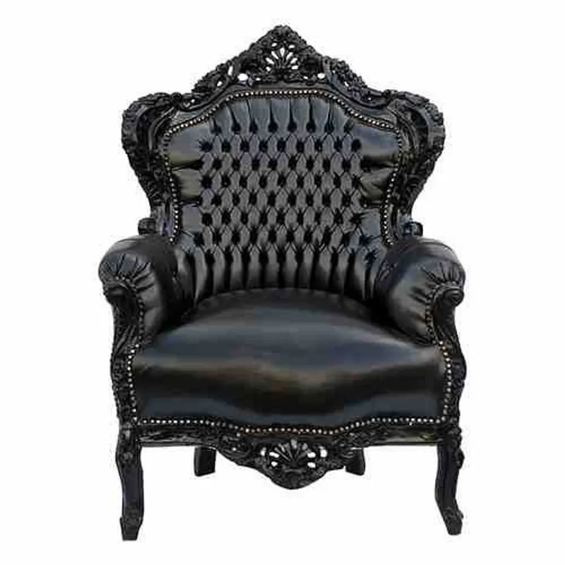 Casa Padrino Barock Sessel "King" Schwarz/Schwarz Lederoptik Heißes Angebot