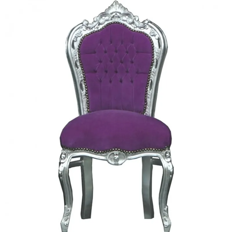 Casa Padrino Barock Esszimmer Stuhl Lila/Silber - Möbel Super-Preis