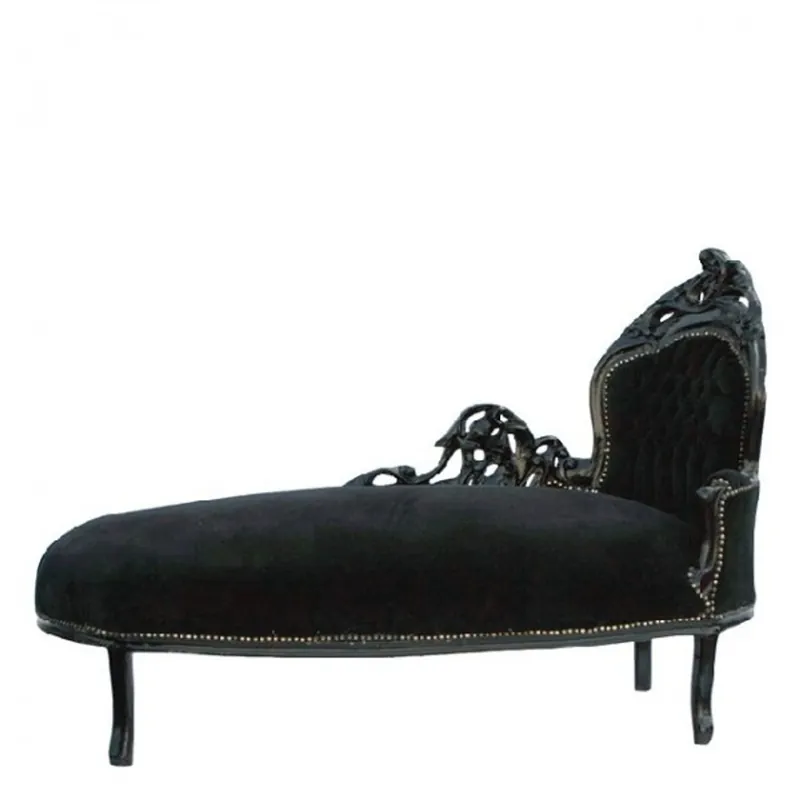 Barock Chaiselongue Schwarz/Schwarz Saisonangebot