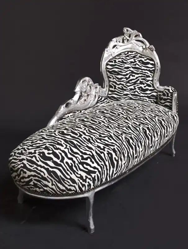 Direktkauf Barock Chaiselongue "King" Zebra/Silber