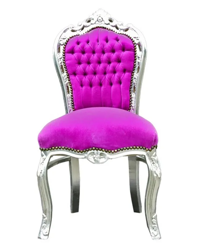 Barock Esszimmer Stuhl Pink / Silber Schneller Versand