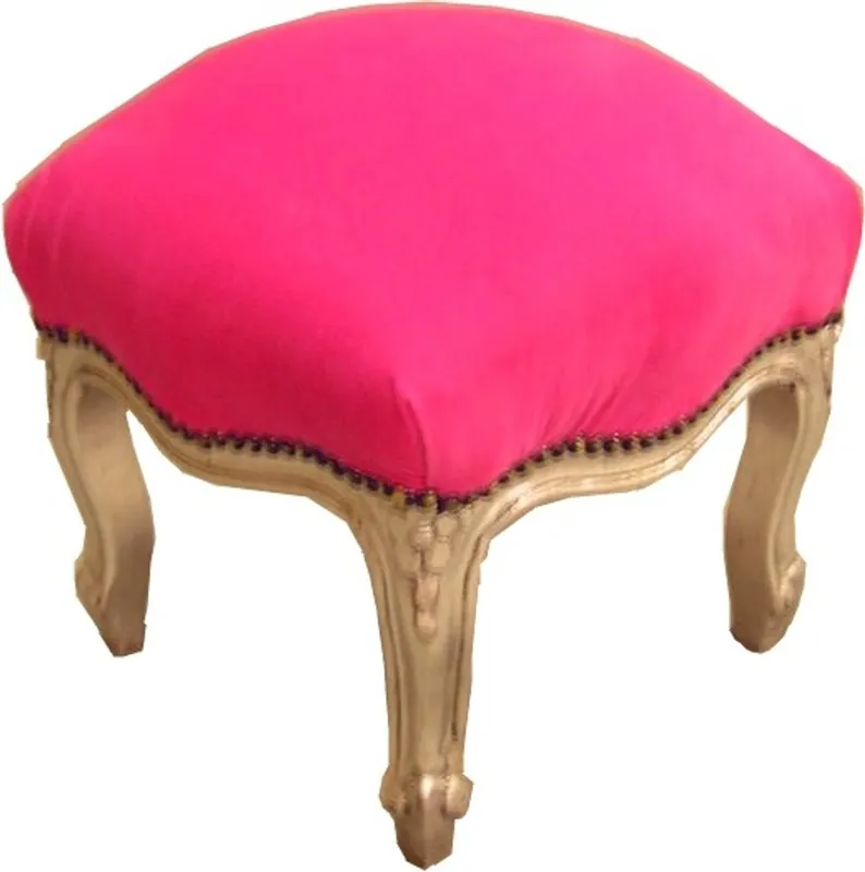 Casa Padrino Barock Fußhocker Pink / Silber Saisonangebot