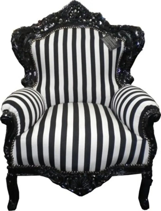 Preis Gesenkt Casa Padrino Barock Sessel "King" Schwarz/Weiß Streifen / Schwarz