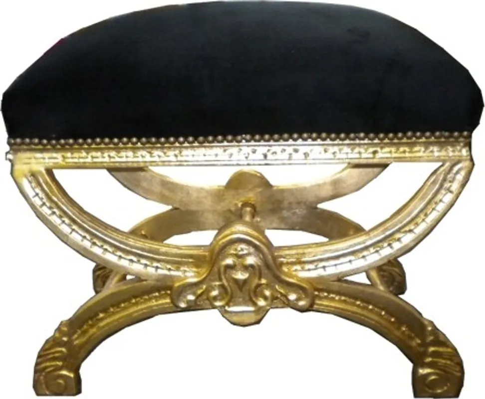 Barock Sitzhocker / Kreuzhocker Schwarz / Gold Mega-Angebot