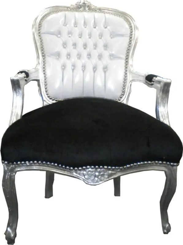 Super-Preis Casa Padrino Barock Salon Stuhl Weiß / Schwarz Bling Bling