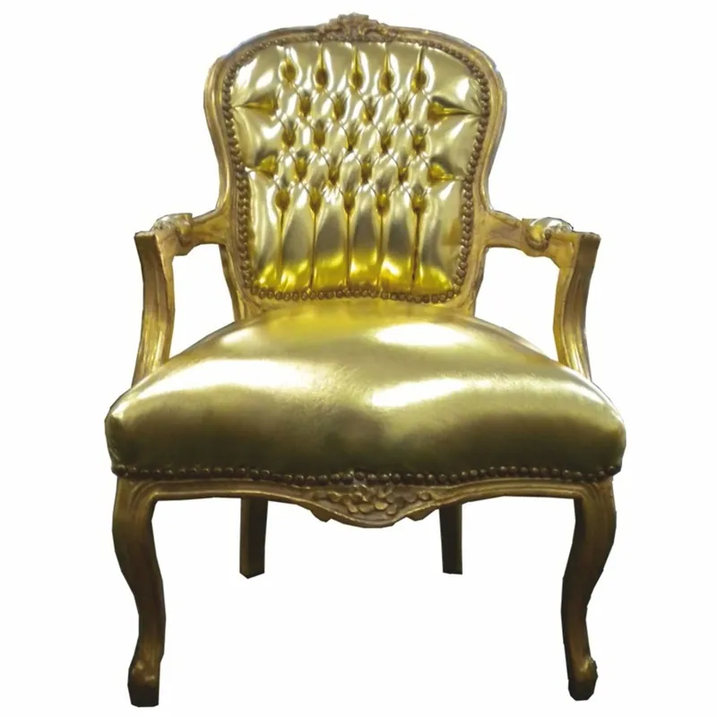 Casa Padrino Barock Kunstleder Salon Stuhl Gold - Barock Möbel Sichere Zahlung
