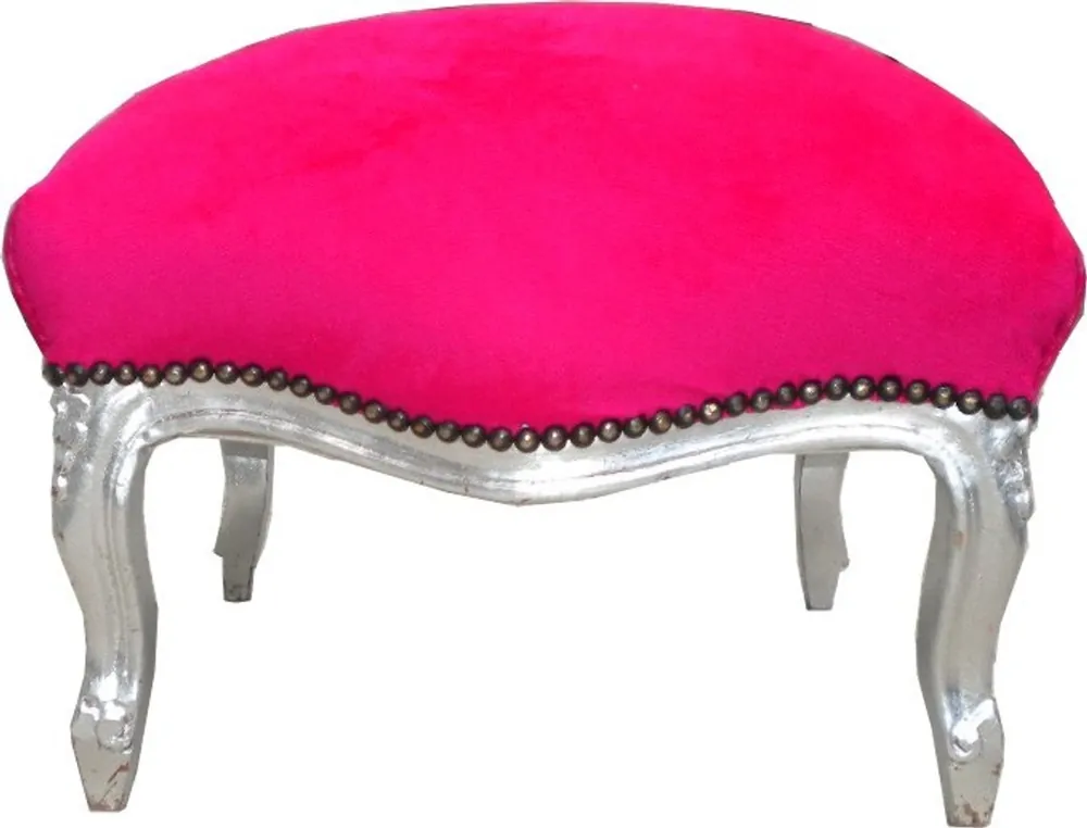 Barock Sitzhocker Pink / Silber Medium Online Kaufen