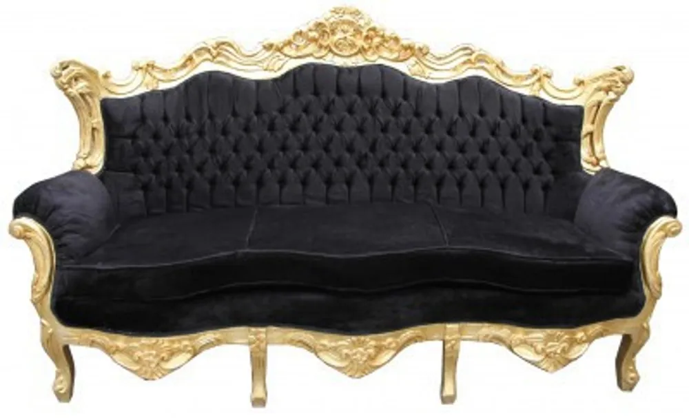 Sofort Bestellen Casa Padrino Barock Sofa Garnitur "King" Schwarz / Gold