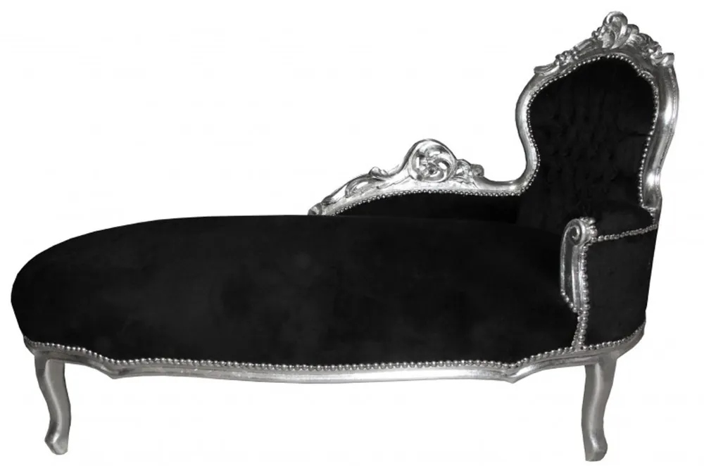 Aktuell Casa Padrino Barock Chaiselongue "King" Schwarz/Silber- Antik Möbel