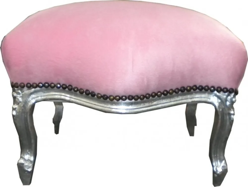 Online Kaufen Barock Sitzhocker Rosa / Silber Medium