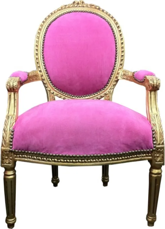 Casa Padrino Barock Salon Stuhl Rosa / Gold Mod2 Preiswert