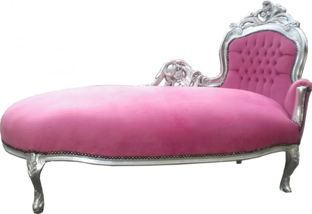 Kracherpreis Barock Chaiselongue Rosa/Silber Mod2