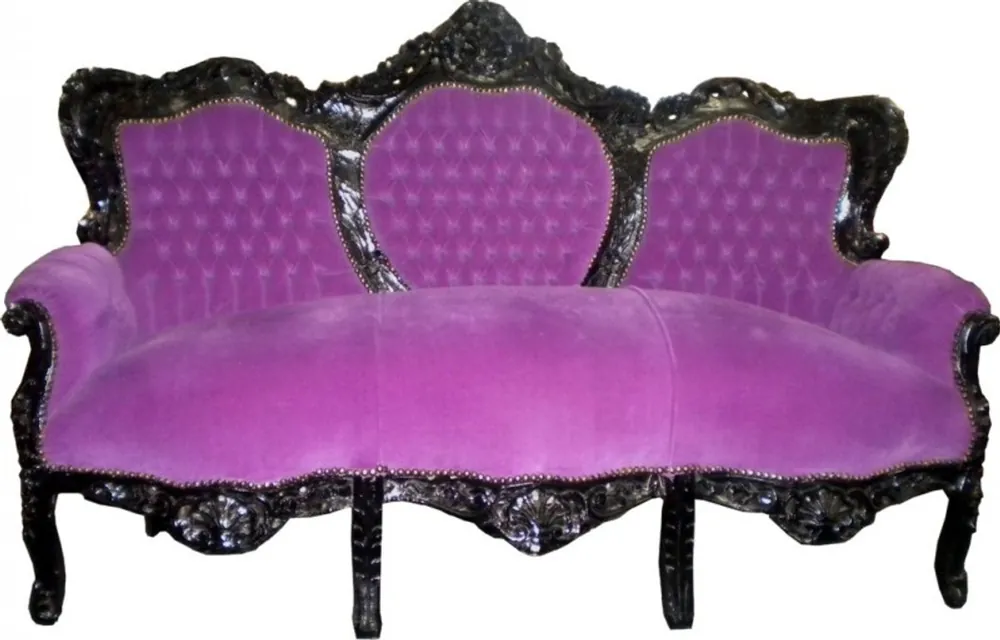 Mega-Angebot Barock Sofa Garnitur "King" Lila/Schwarz