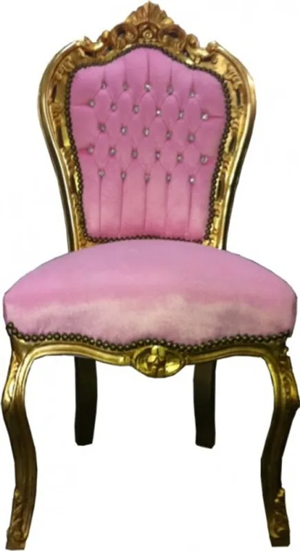 Billig Barock Esszimmer Stuhl Rosa / Gold Bling Bling Steine