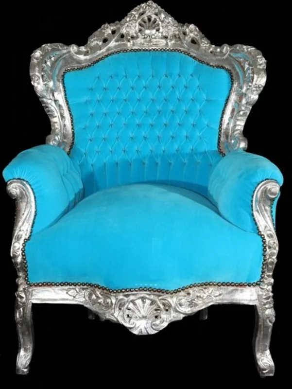 Meistverkauft Casa Padrino Barock Sessel King Türkis/Silber Thron Tron Königstron