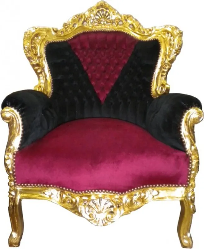 Neu Im Sortiment Barock Sessel King Schwarz/Rot/Gold