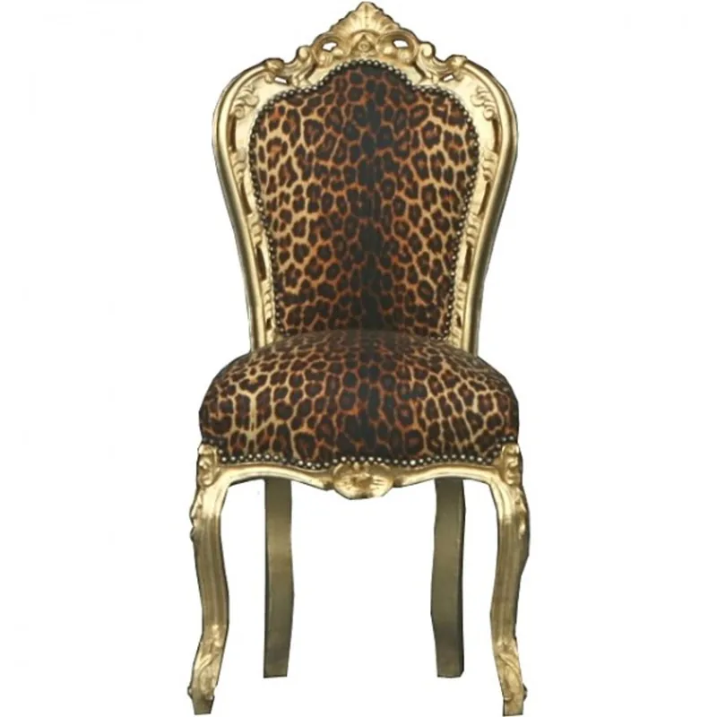 Bestseller Casa Padrino Barock Esszimmer Stuhl Leopard / Gold - Möbel