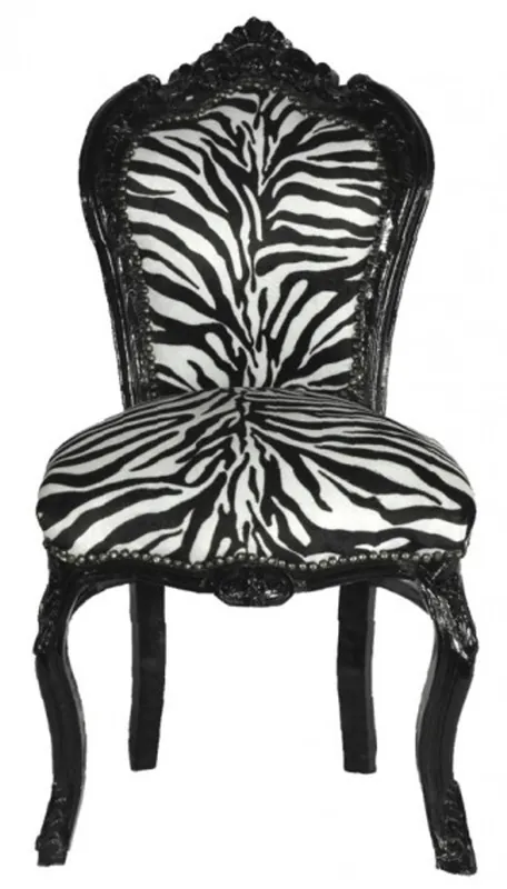 Barock Esszimmer Stuhl Zebra / Schwarz Preis Gesenkt