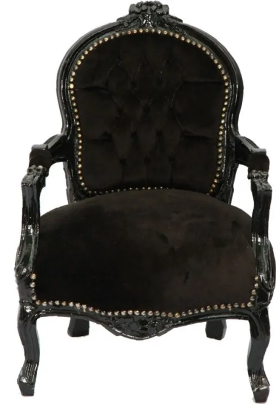 Expressversand Casa Padrino Barock Kinder Stuhl Schwarz/Schwarz - Armlehnstuhl