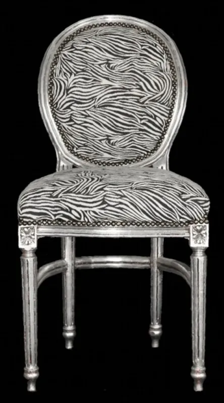 Top-Preis Barock Esszimmer Stuhl Zebra / Silber Rund