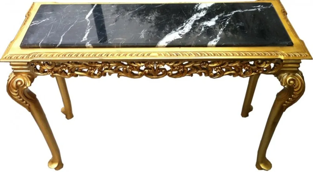 Barock Konsolentisch Gold mit Marmorplatte - Konsole mit schwarzer Marmorplatte Nur Für Kurze Zeit