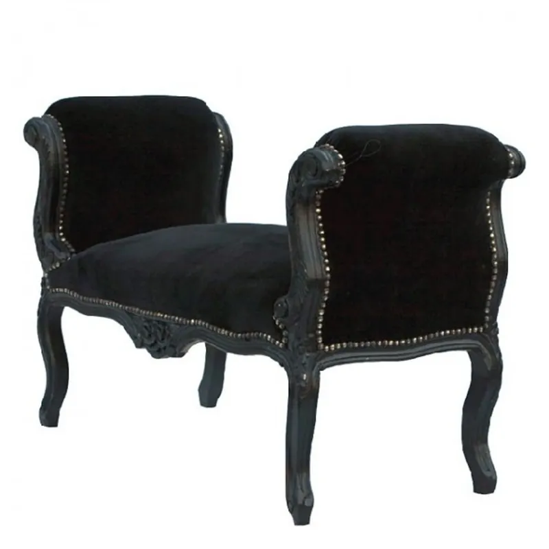 Barock Schemel Hocker Schwarz / Schwarz - Sitzbank Mega-Angebot