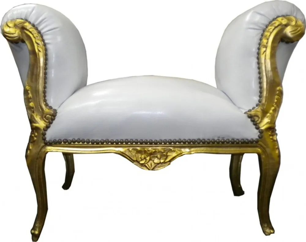 Solange Der Vorrat Reicht Casa Padrino Barock Schemel Hocker Weiß / Gold - Sitzbank