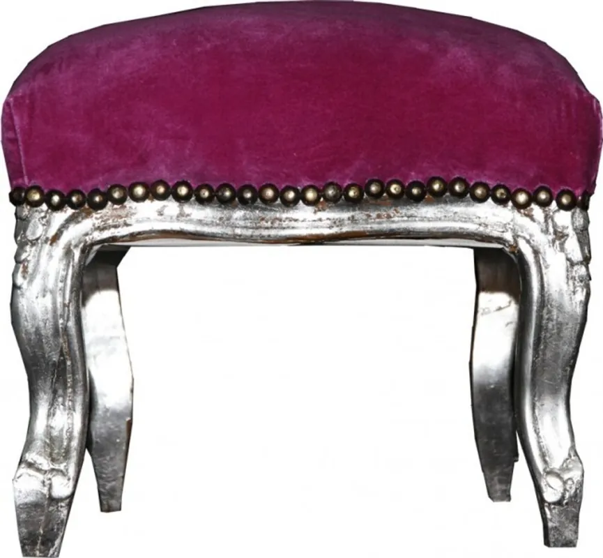 Highlight Barock Fußhocker Lila / Silber