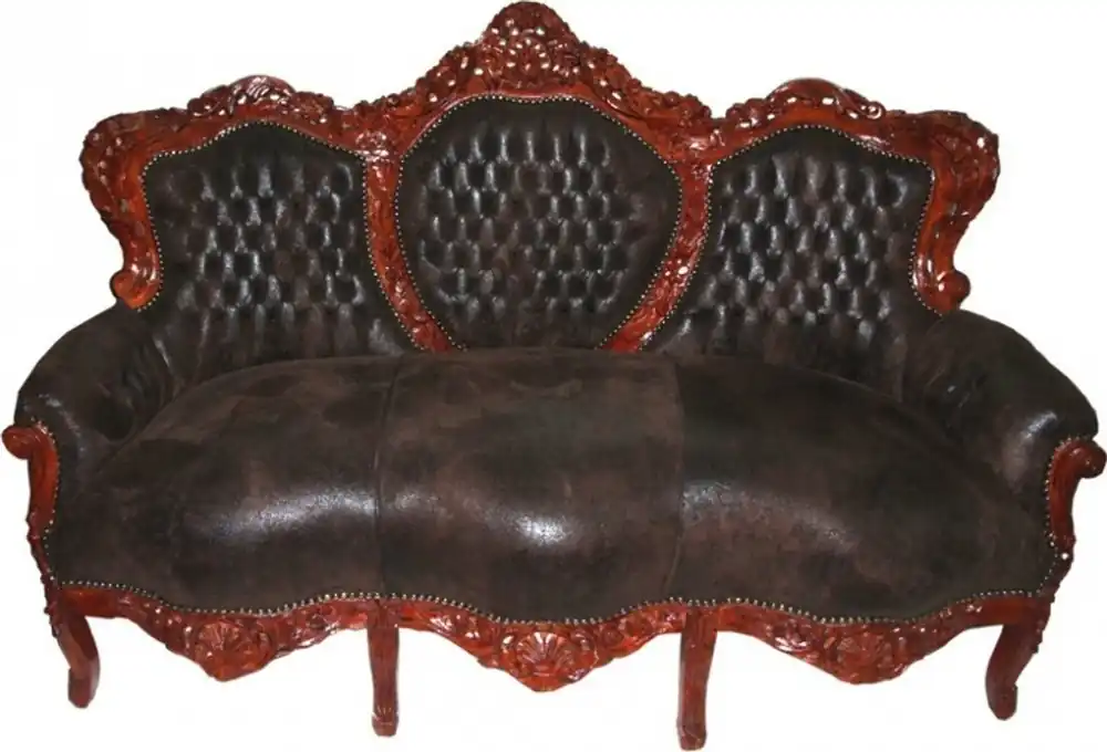 Günstig Casa Padrino Barock Sofa Garnitur King Braun / Braun - Barock Möbel