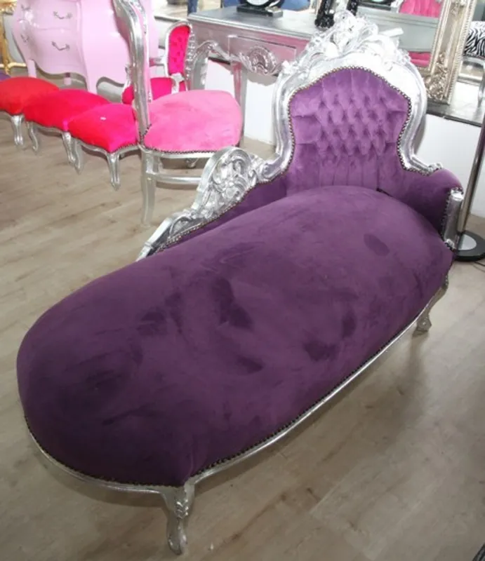 Barock Chaiselongue "King" Lila/Silber Bestpreis