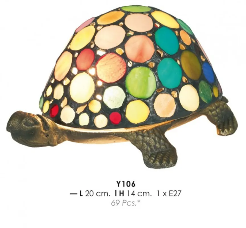 Casa Padrino Tiffany Tischleuchte Schildkröte Bunt Ø 20 x H. 14 cm - Tiffany Deko Leuchten Bestpreis