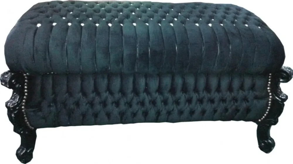 Expressversand Barock Sitzbank (Truhe) Schwarz/Schwarz mit Bling Bling Steinen