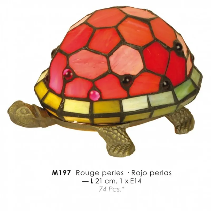 Schnäppchen Casa Padrino Tiffany Tischleuchte Schildkröte Rot Ø 21cm - Tiffany Deko Lampen