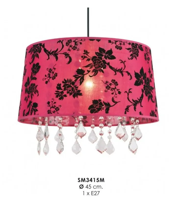 Neu Barock Design Hängeleuchte, Pendelleuchte mit Kristall-Deco SM3415M Rot Lampe Leuchte