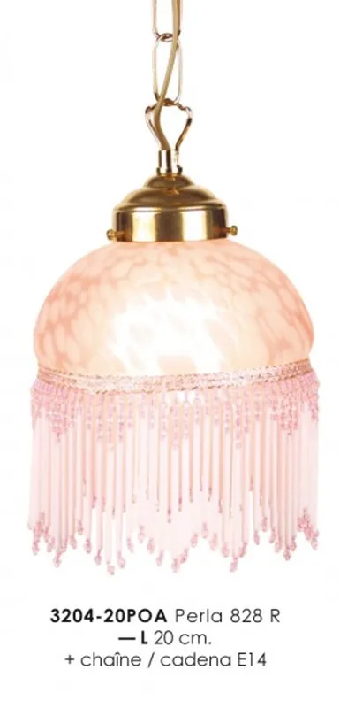 Wochenendangebot Hängeleuchte im Landhausstil mit Glasfransen 3204 - 20POA - 828R Rosa Leuchte Lampe