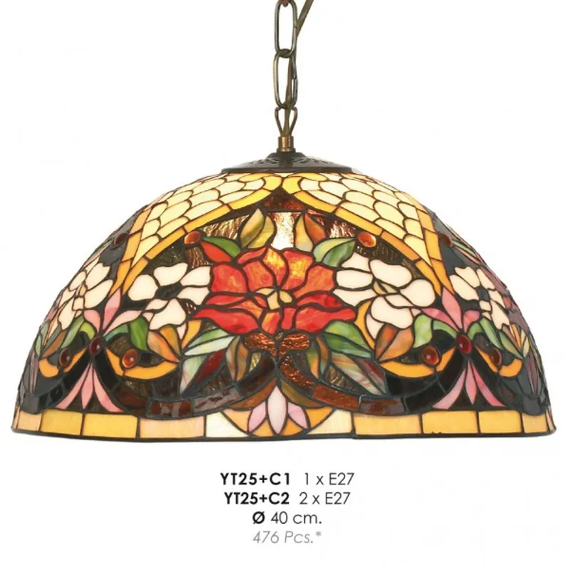 Casa Padrino Tiffany Pendelleuchte Ø 40 cm - Handgefertigte Tiffany Hängeleuchte Begrenztes Angebot