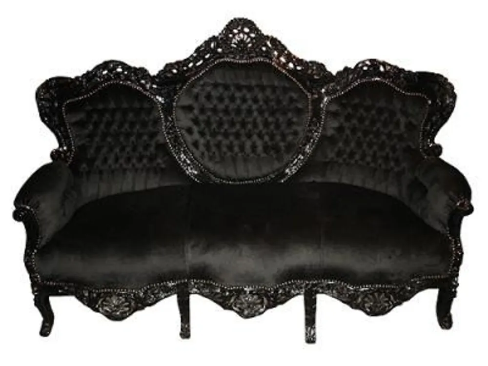 Casa Padrino Barock Sofa Garnitur King Schwarz / Schwarz Top-Preis