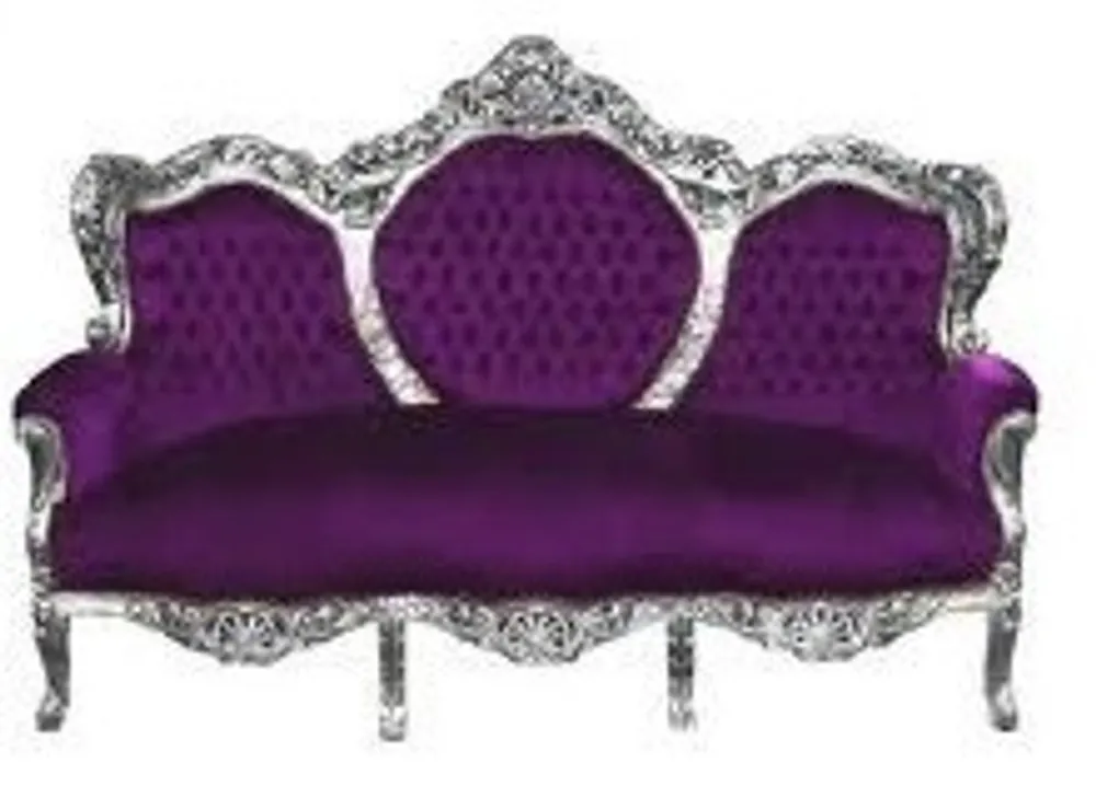 Kracherpreis Casa Padrino Barock Sofa Garnitur King Lila / Silber - Repro Antik Barock Möbel
