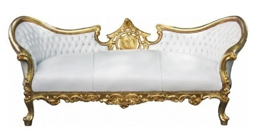 Barock Sofa Vampire Weiß/Gold - Limited Edition - Lounge Couch Sonderangebot