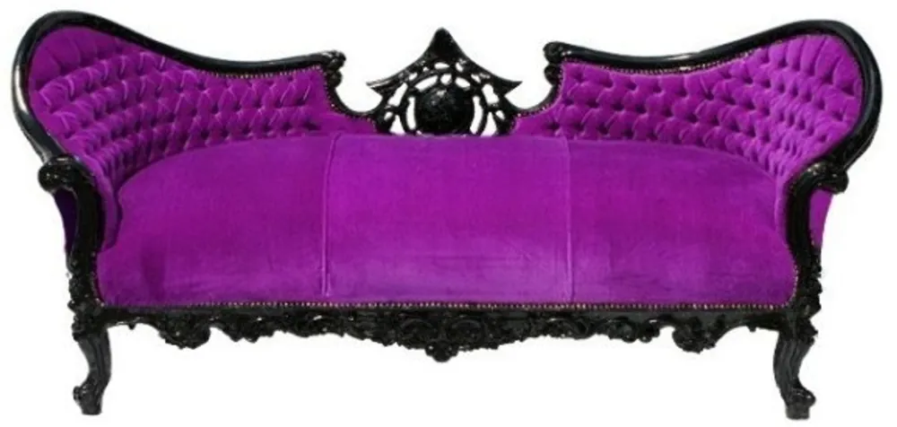 Schneller Versand Casa Padrino Barock Sofa Vampire Lila / Schwarz- Limited Edition - Lounge Couch